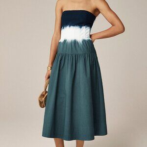NWT J Crew Strapless Andie Drop-Waist Dress in Dip-Dye